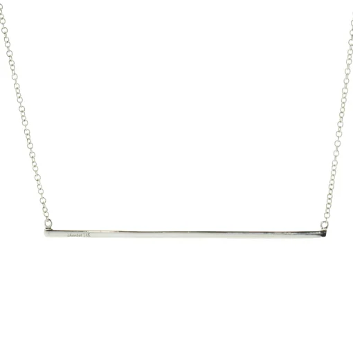 14 Karat White Gold Diamond Bar Necklace