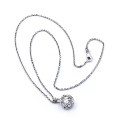 14 Karat White Gold Diamond Halo Necklace