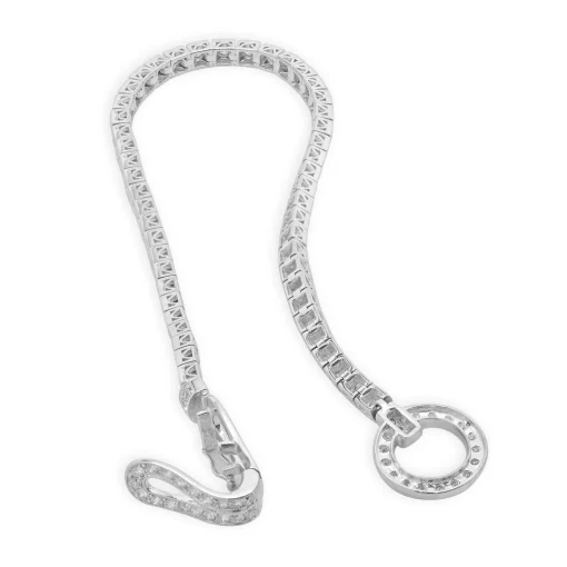 18 Karat White Gold Diamond Inline Bracelet with Buckle Clasp