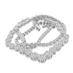 14 Karat White Gold Diamond Cluster Collar Necklace