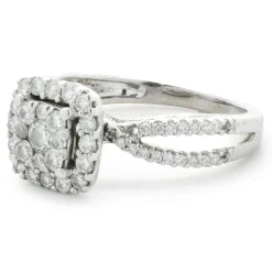 14 Karat White Gold Diamond Cluster Engagement Ring