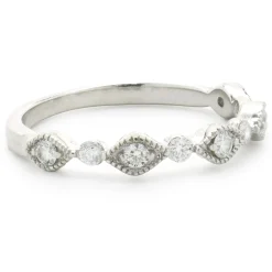 14 Karat White Gold Diamond Filigree Band