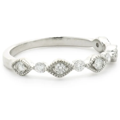 14 Karat White Gold Diamond Filigree Band