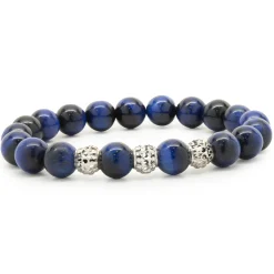 18 Karat White Gold Dyed Tigers Eye Beaded Bracelet
