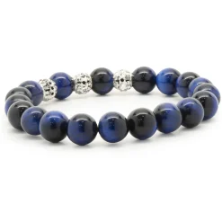 18 Karat White Gold Dyed Tigers Eye Beaded Bracelet