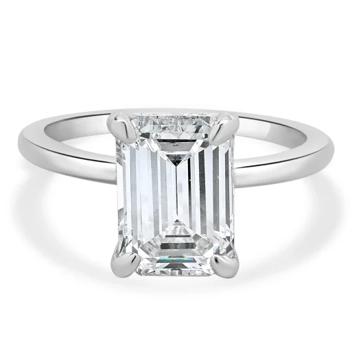 14 Karat White Gold Emerald Cut Diamond Engagement Ring