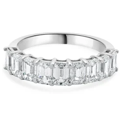 14 Karat White Gold Emerald Cut Diamond Band