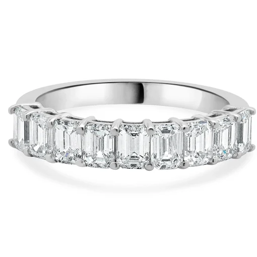 14 Karat White Gold Emerald Cut Diamond Band
