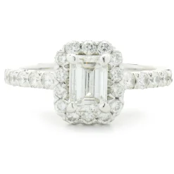 14 Karat White Gold Emerald Cut Diamond Engagement Ring