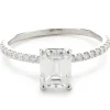 14 Karat White Gold Emerald Cut Diamond Engagement Ring