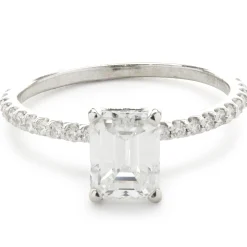14 Karat White Gold Emerald Cut Diamond Engagement Ring