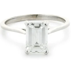 14 Karat White Gold Emerald Cut Diamond Engagement Ring