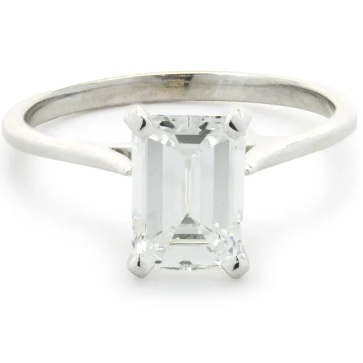 14 Karat White Gold Emerald Cut Diamond Engagement Ring