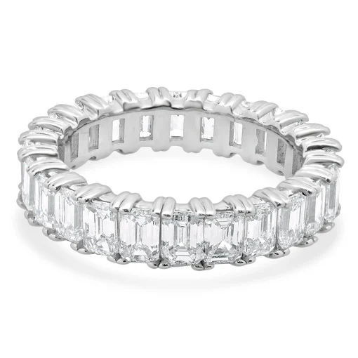 14 Karat White Gold Emerald Cut Diamond Eternity Band