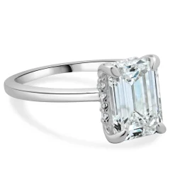 14 Karat White Gold Emerald Cut Diamond Engagement Ring