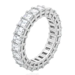 14 Karat White Gold Emerald Cut Diamond Eternity Band