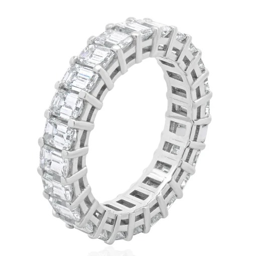 14 Karat White Gold Emerald Cut Diamond Eternity Band