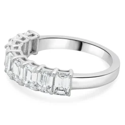 14 Karat White Gold Emerald Cut Diamond Band