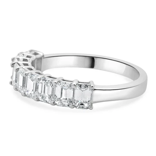 14 Karat White Gold Emerald Cut Diamond Band