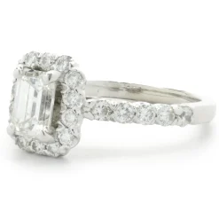 14 Karat White Gold Emerald Cut Diamond Engagement Ring