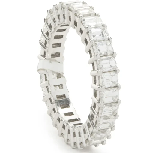 14 Karat White Gold Emerald Cut Diamond Eternity Band