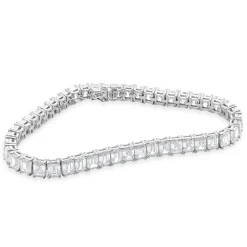 18 Karat White Gold Emerald Cut Diamond Tennis Bracelet