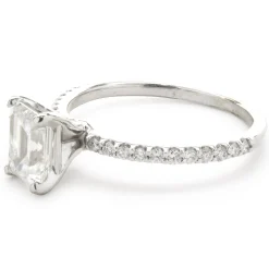 14 Karat White Gold Emerald Cut Diamond Engagement Ring