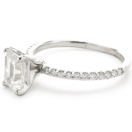 14 Karat White Gold Emerald Cut Diamond Engagement Ring