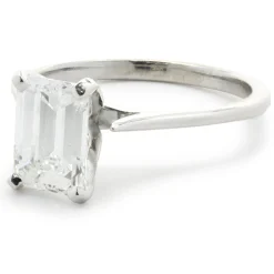 14 Karat White Gold Emerald Cut Diamond Engagement Ring