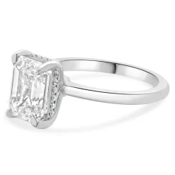 18 Karat White Gold Emerald Cut Diamond Engagement Ring