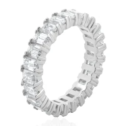 14 Karat White Gold Emerald Cut Diamond Eternity Band