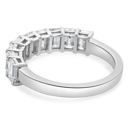 14 Karat White Gold Emerald Cut Diamond Band