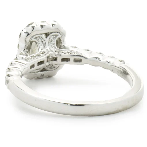 14 Karat White Gold Emerald Cut Diamond Engagement Ring