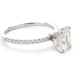 14 Karat White Gold Emerald Cut Diamond Engagement Ring