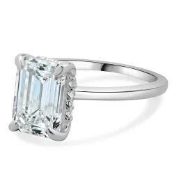 14 Karat White Gold Emerald Cut Diamond Engagement Ring