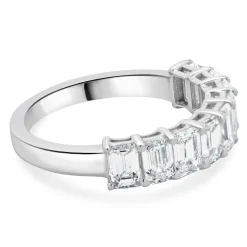 14 Karat White Gold Emerald Cut Diamond Band