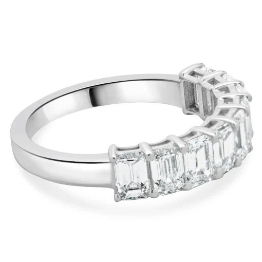 14 Karat White Gold Emerald Cut Diamond Band