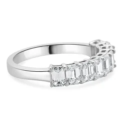 14 Karat White Gold Emerald Cut Diamond Band