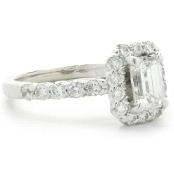 14 Karat White Gold Emerald Cut Diamond Engagement Ring