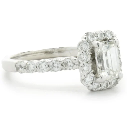 14 Karat White Gold Emerald Cut Diamond Engagement Ring