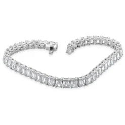 18 Karat White Gold Emerald Cut Diamond Tennis Bracelet