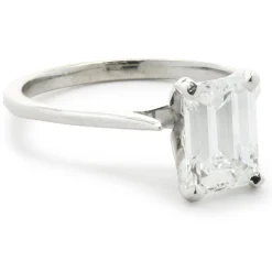14 Karat White Gold Emerald Cut Diamond Engagement Ring