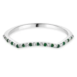 14 Karat White Gold Emerald and Diamond Band