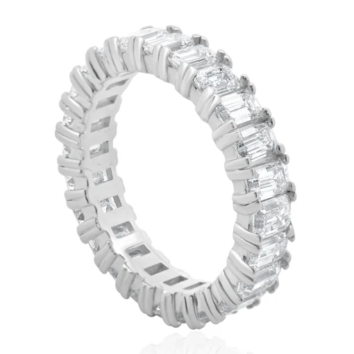 14 Karat White Gold Emerald Cut Diamond Eternity Band