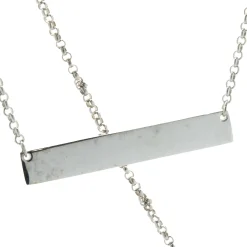 14 Karat White Gold Engraveable Bar Necklace with Pendant