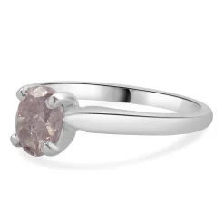 14 Karat White Gold Fancy Purplish Pink Oval Cut Diamond Engagement Ring