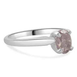 14 Karat White Gold Fancy Purplish Pink Oval Cut Diamond Engagement Ring