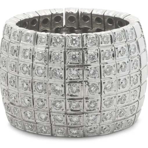 14 Karat White Gold Flexible Diamond Cigar Band