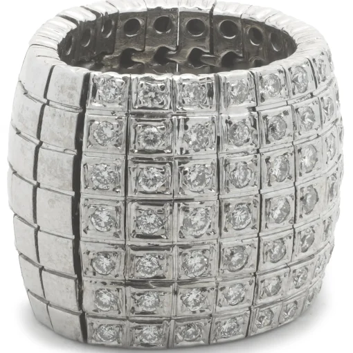 14 Karat White Gold Flexible Diamond Cigar Band