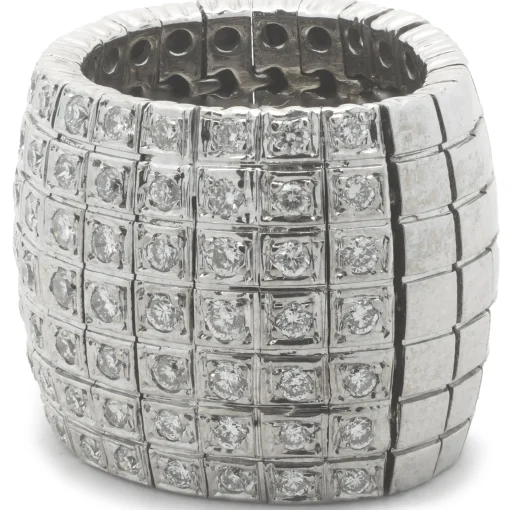 14 Karat White Gold Flexible Diamond Cigar Band